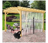 4x8m Waterproof Clear Vinyl Gazebo Side Panel with Zipper Door, Customizable Outdoor Tarpaulin Curtain, Heavy-Duty PVC Tarp for Events, Parties, and Weddings