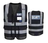 4XL 5XL Black SECURITY Hi Vis Vests Black SECURITY High Visibility Safety Vest 4XL 5XL SECURITY Black High Vis Vest with zipper pocket