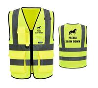 4XL 5XL Equestrian PLEASE SLOW DOWN Hi Vis Vest 4XL 5XL Horse Riding Safety Vest Reflective Waistcoat Jacket