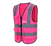 4XL-5XL Pink high vis jacket high viz Class 2 hi vis Zipper Front High Visibility vest Hi Vis Executive Vest Waistcoat with Phone & ID Pockets