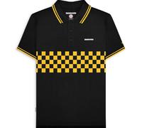 (4XL, Black/Gold) Lambretta Mens Two Toned Tipped Short Sleeve Checked Polo Shirt Top Tee