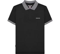 (4XL, Black) Lambretta Mens Two Tone Short Sleeve Collared Cotton Polo Shirt Top
