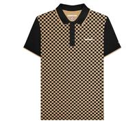 (4XL, Black/Nomad) Lambretta Mens Two Tone All-Over Print Polo Shirt