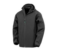 (4XL, Black) Result Mens Hooded 3 Layer Recycled Soft Shell Jacket