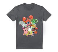 (4XL, Charcoal) SpongeBob SquarePants Mens The Whole Gang T-Shirt
