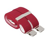 4XL Deep Red Heavy Duty Trouser Braces 35mm Wide 4 Heavy Duty Strong Silver Clips 60 Inch Adjustable