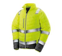 (4XL, Fluorescent Yellow/Grey) Result Mens Safe-Guard Soft Safety Jacket