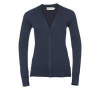 (4XL, French Navy) Russell Collection Ladies/Womens V-neck Knitted Cardigan