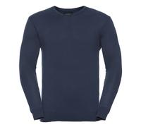 (4XL, French Navy) Russell Collection Mens V-Neck Knitted Pullover Sweatshirt