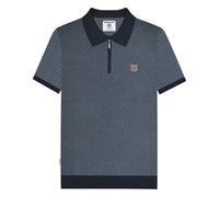 (4XL, Navy) Lambretta Mens Knitted Quarter Zip Polo Shirt