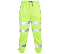 (4XL, Neon Green) Mens High Visibility Safe Work Reflective Trousers
