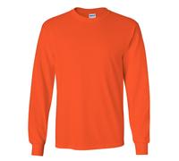 (4XL, Orange) Gildan Mens Plain Crew Neck Ultra Cotton Long Sleeve T-Shirt