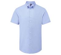 (4XL, Oxford Blue) Premier Mens Supreme Oxford Short-Sleeved Formal Shirt