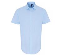 (4XL, Pale Blue) Premier Mens Poplin Stretch Short-Sleeved Shirt