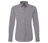 (4XL, Steel Grey) Premier Womens/Ladies Supreme Oxford Long-Sleeved Shirt