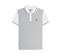 (4XL, White/Iron/Silver) Lambretta Mens Houndstooth Polo Shirt