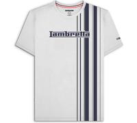 (4XL, White/Navy/Grey) Lambretta Mens Multi Stripe Short Sleeve Crew Neck Cotton T-Shirt Top Tee