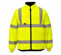 (4XL, Yellow) Portwest - Hi-Vis Safety Workwear 7-in-1 Traffic Workwear Jacket