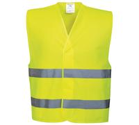 (4XL5, Yellow) Portwest Unisex High Visibility Two Band Safety Work Vest (Pack of 2)
