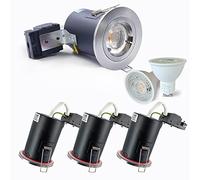 4XSweier 90 Minute Fir GU10 LED Downlight, IP20 Recessed Ceiling Lights, 5W 3000K Warm White Spotlight Satin Nickel.