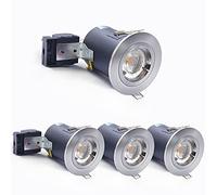 4XSweier 90 Minute Fire Rated GU10 LED Downlights IP20 Recessed Ceiling Lights, Satin Nickel Spotlight Equipped with 230V GU10 Lamp Socket Junction Box (Not Including Bulb)