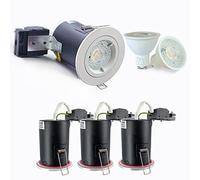 4XSweier 90 Minute Fir LED Downlights,IP20 GU10 LED Recessed Ceiling Lights, Fir Spotlight with 5W 6000K Cool White Bulb, White(Non-Dimmable)