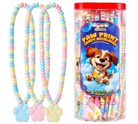 4YoreElves 24 Paw Print Candy Necklaces, Great for Bluey or Paw Patrol Parties or Goody Bags, Dog-themed Decor, Novelty Candy Necklaces with Paw Print Pendant, 24 Count (Pack of 1)