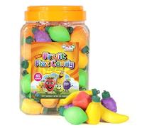 4YoreElves 60 Pack Plastic Fruit Filled with Powder Candy - Fruit Shaped Powder-Filled Candy, Novelty Fruit Candy, Retro Candy [60x 8g]