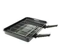 4YourHome Superior Large Oven Grill Pan & Rack with Detachable Handles for Camping, Motor Home, Mobile Home, Boat, Caravan Cookers - 385mm x 275mm (Wire Grid) 415mm x 235mm (Metal pan)