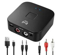 5.0 Bluetooth Audio Receiver Adapter 3.5mm AUX or RCA Input NFC Wireless | Receiver Bluetooth Extender with Dual Interface for Car Speaker Home Stereo Theater Amplifier Audio Headphone Laptop