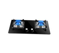 5.0 KW Double Burner Gas Stove with Enamel Burner Rack and Flameout Protection for Durable Built-in Use, Kitchen Countertop Cooking Appliance