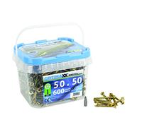 5.0 Optimaxx Extreme Performance Wood Screws 600PC Maxxtub (5.0x50mm, Zinc Plate & Yellow Passivated, Pozi Wood Screws)