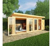 Mercia 5m x 3m Insulated Garden Room with Side Shed, none