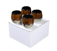 5.07oz Ceramic Kiln Espresso Cup Set - Japanese Tea Cup - Creative Potbelly Cup-Kiln Yellowing -100ml Four Pack-101-200ml