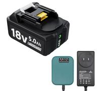 5.0Ah Battery and Charger Compatible with Ma-kita 18V Battery BL1815 BL1830 BL1840 BL1850 BL1860 BL1890 BL1415 BL1430,Replacement for Charger DC18RC DC18RD DC18SF DC18RA 14.4V-18V