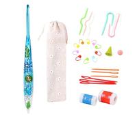5.0mm Crochet Hooks, Aluminium Crochet Hook with Resin Transparent Bling Dried Flowers Handle, Ergonomic Crochet Hooks for Arthritic Hands, Beginners & Professional Christmas New Year's Crochet Kit