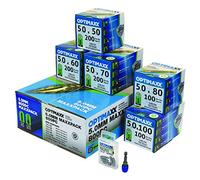 5.0mm Optimaxx 800PC Maxxpack (5.0mm Wood Screw Assortment Pack, Zinc Plate & Yellow Passivated, Pozi Screws)