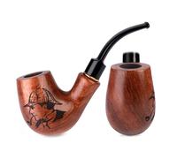 5.1’’(13cm) Pear wood tobacco smoking pipe with engraving Arthur Conan Doyle stories for 9mm filter, velvet pouch gift