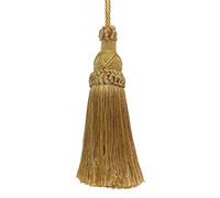 5 1/2" (14cm) Key Tassel, 4" (10cm) Loop with Criss Cross Design (Style# KTIC) Rustic Gold Multicolor #4975 (Light Gold, Beige Gold, Yellow Gold) Sold Individually