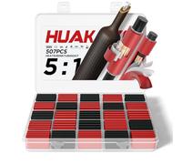 5:1 Heat Shrink Tubing Kit 507 PCS, Industry-Leading 5:1 Ratio Shrink Wrap Tubing Adhesive Lined, Heat Shrink Wire Connectors, Marine Grade Dual Wall, Waterproof Electrical Wire Connector (Red)