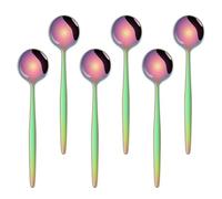 5.1 Inch Coffee & Tea Spoons Set,6 Pieces Rainbow Stainless Steel Espresso Spoon,Cute Small Spoons for Dessert Coffee