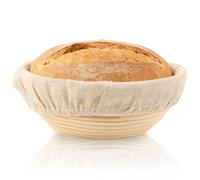 5.1 inch Round Bread Proofing Basket,Banneton Brotform Bread Dough Proofing Rising Rattan Handmade Basket with Linen Liner Cloth (Round 13 * 6cm)