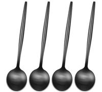 5.1 Inches Satin Black SS18/10 Teaspoon,Set of 4 Stainless Steel Mini Coffee Spoons,Small Tea Spoon,Black Demitasse Spoons,Espresso Spoon