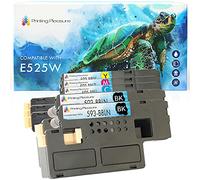 5 (1 Set + 1 Black) Compatible Toner Cartridges for Dell E525w - Black/Cyan/Magenta/Yellow, High Yield