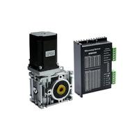 5:1 to 80:1 Worm Reducer RV030 Worm Gearbox Speed Reducer with Nema 23 stepper electronic starter 2.2NM DM542 driver for cnc milling machine(Ratio80)