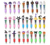 5/10/15/20 Pcs Cartoon Halloween 4-in-1 Color Ballpoint Pen Pumpkin Bat Ghost Shape Ballpoint Pen Student Stationery Gift