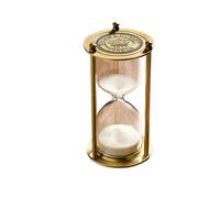5/10/15/30/60 Minutes Metal Three Pillars Hourglass Timer Vintage Bookshelf Study Home Desktop Decor Clock for Kitchen(10min 7x14cm)