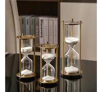 5/10/15/30/60 Minutes Metal Three Pillars Hourglass Timer Vintage Bookshelf Study Home Desktop Decor Clock For Adults(60min 9x21cm)