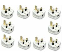 5/10/20 13AMP 3 PIN PLUG FUSED WHITE MAINS PLASTIC UK PLUG 13A PACK SOCKET HEAVY DUTY ELECTRICAL PLUG (10)
