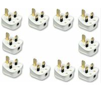 5/10/20 Pack 13AMP 3 Pin Plug Fused White Mains Plastic UK Plug - Heavy Duty Electrical Plug with Cord Grip, Conforms to BS1363, Standard 240V, 13A Fuse Fitted (10)